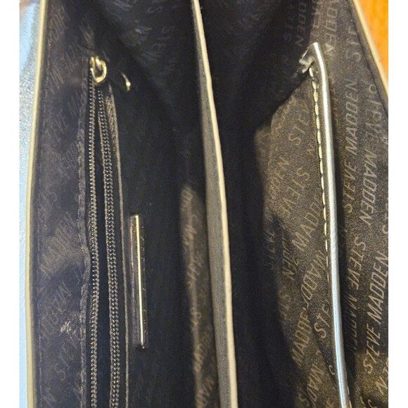 Crossbody Bag Purse Silver Shiny Rhinstone Logo Adjustable Strap Multi Pocket - Picture 11 of 11